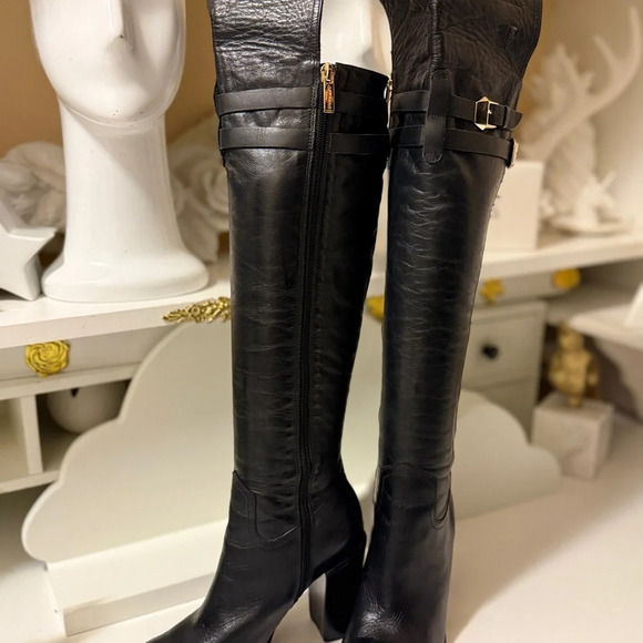 CARRANO over the knee leather boots with thick heels - Picture 5 of 14